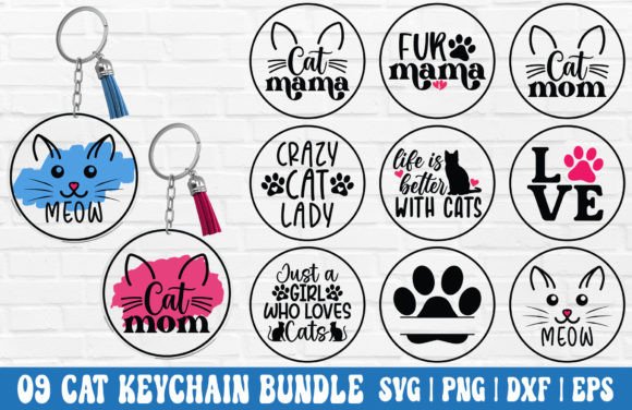 Cat Mom Keychain SVG Bundle: A Versatile Graphic Design Asset for Local Crafts Businesses