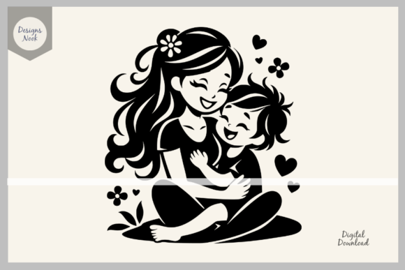 Mom and Son SVG Silhouette: A Versatile Graphic Design Asset for Content Creators