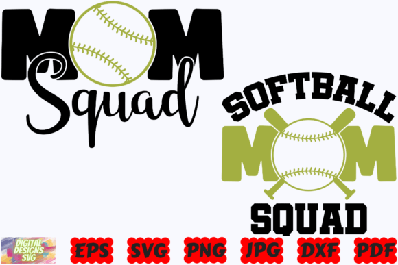 Mom Squad SVG Softball Sport Graphics and Crafts